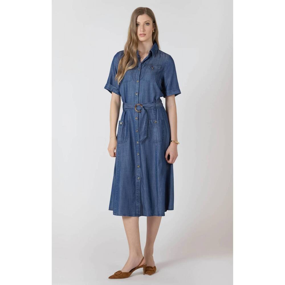 NEW DEX classic charm midi dress in chambray